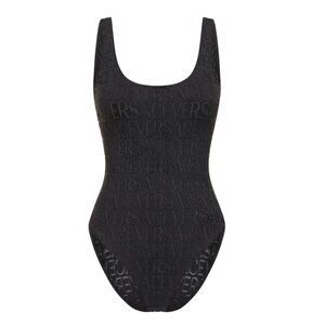 VERSACE BODYSUIT (ALL OVER LOGO - BLACK)